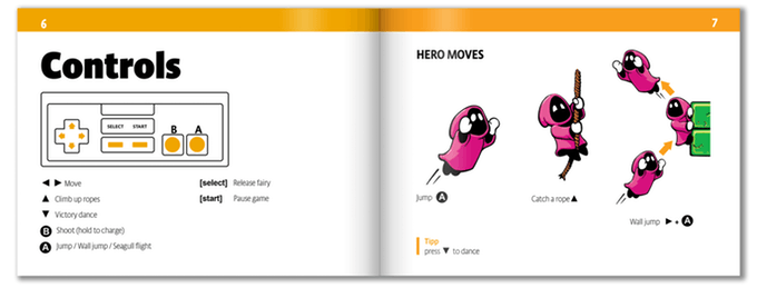 Comprehensive instruction booklet: hero moves, enemies, worlds and more...